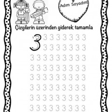 Çizgiler Üzerinden Giderek '3' Rakamının Yazımı
