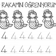 4 Rakamını Öğreniyorum - Deniz Kızı Temalı Eğitsel Etkinlik