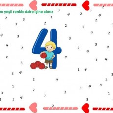 4 Sayısı ve Renklerle Çocuk Eğitimi Materyali