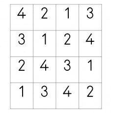 Rakam Kartları Sudoku Alıştırması: 4, 3, 2, 1