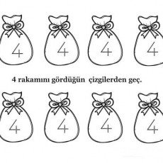 4 Rakammını Öğrenme Etkinliği - Kesme ve Bağlama Ağırlık Çantaları