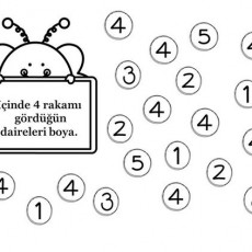 Rakam Tanıma ve Boyama Etkinliği: 4 Sayısı