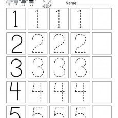 Traceable Numbers Worksheet for Kindergarten (1-5)