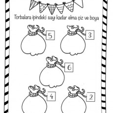 Sayılarla Elma Çizim Etkinliği - 2, 3, 4, 5, 6