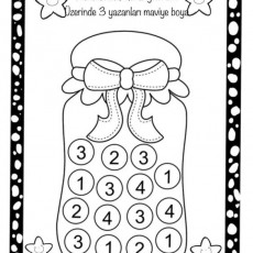 Kavanozdaki Kurabiyeler Etkinliği - 3 Sayısını Maviye Boyama