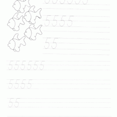 Balıklarla Sayı Yazma Alıştırması: 5 Sayısı (5 Fish Writing Practice: Number 5)