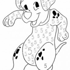 Dalmatian Puppy Coloring Activity with Number 5