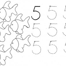 5 Fish Learning Worksheet - Counting and Number Formation Activities