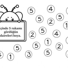 Rakam Öğretici Etkinlik: 5 Rakamını Bul ve Boya