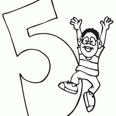 5 Sayısı ve Neşeli Çocuk Figürü Çizimi