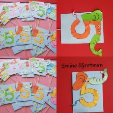 Eğitici Elefant Temalı Sayı 5 Materyali