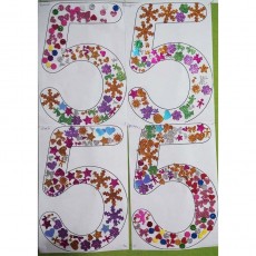 Eğlenceli Renkli Glitter ile Süslenmiş "10" Sayısının Öğrenimi