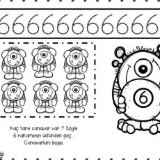 Renkli Canavarlar Eğitici Çalışma Sayfası: 6 (Altı) Canavar Sayma ve Boyama Aktiviteleri