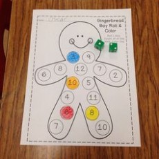 Gingerbread Boy Roll & Color Activity: Educational Counting and Coloring Exercise with Dice (1, 2)
