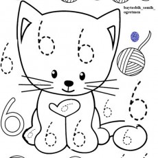 Çocuklar için 6 Sayısı ve Kedi Boyama Aktiviteleri