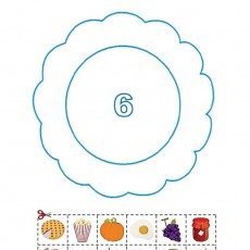 Eğitici Materyal: Seçilen 6 Nesne ile Tabak Süslü Çalışma Sayfası (Rakam: 6)