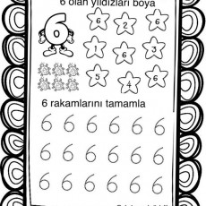 6 Rakamı Eğitici Etkinlik: Yıldızları Boya ve Rakamları Tamamla