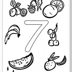 7 Fruits and Vegetables: Watermelon, Banana, Orange, Strawberry, Cherry, Melon, Plum - Educational Illustration