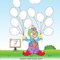 Çocuklar İçin Eğitici Sayı Öğretimi: Yedi Balon Sayma Etkinliği ve Eğlenceli Palyaço Resmi