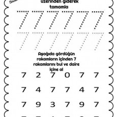 Eğitici Materyal: 7 Rakamı Tanıma ve Çizme Alıştırması