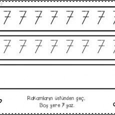 Eğitici Materyal: 7 Rakamı Yazma Alıştırması - 7 (Yedi)