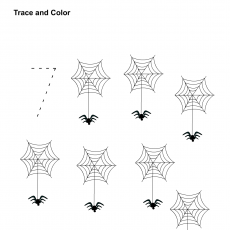 7 Spider Webs - Trace and Color Activity for Kids