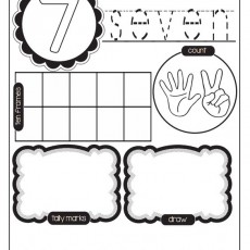 Educational Worksheet for the Number 7: Writing, Counting, and Drawing Activities