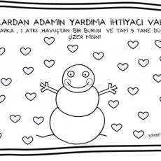 Kardan Adamın İhtiyacı Var! - Eğitici Boyama Aktiviteleri (1 Şapka, 1 Atkı, 1 Havuç, 5 Düğme)