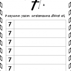 7 Sayısının Yazım Sıralaması Alıştırması - Eğitim Materyali