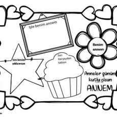 Anneler Günü Aktiviteleri - Kalp Çerçeve İçinde Anneme Ait Tasarımlar