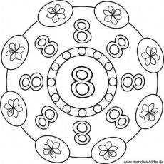 Sekiz Sayısı ve Çiçek Temalı Mandala Boyama Kitabı