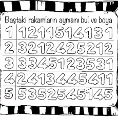 Rakamların Eşini Bulma Aktivitesi - 1, 2, 3, 4, 5 Sayıları