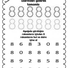 8 Rakamını Çizgiler Üzerinden Gidererek Tamamlama Etkinliği