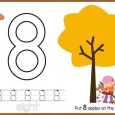 Educational Activity Sheet for Counting: Eight Apples on the Tree