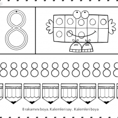 Rakam 8 Eğitici Boyama Aktiviteleri