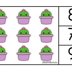 Cactus Counting Activity: 8, 7, 6 with Cartoon Cacti in Pots