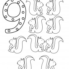 9 Squirrel Coloring Activity - Educational Number and Animal Recognition