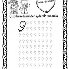 Çocuklar İçin 9 Sayısını Yazma Etkinliği