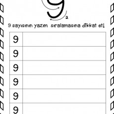 9 Sayısının Yazım Sıralaması Alıştırması