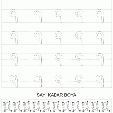 9 Sayısını Öğrenme Etkinliği ve Boyama Sayfası