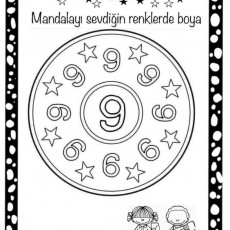 Mandalayı Boyama Etkinliği: 6 ve 9 Sayıları, Yıldızlar ile Çocuklar için Eğitici Materyal