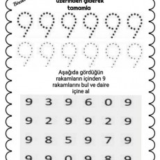 Rakam 9 Eğitimi - Çizgileri Tamamlama ve Bulma Etkinliği