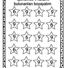 Rakam Boyama Etkinliği: 9 Sayısını İçeren Yıldızlar