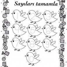 Sayılara Tamamlama Etkinliği - 1 ile 10 Arasında Sayılar ve Kuşlar