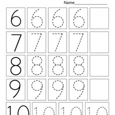 Practice Writing Numbers Worksheet: 6, 7, 8, 9, 10 - Educational Activity for Number Learning