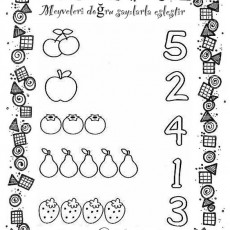 Meyveler ve Sayılar: 5 (beş), 2 (iki), 4 (dört), 1 (bir), 3 (üç) ile Eşleştirme Etkinliği