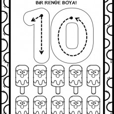 Dondurma Sayma ve Boyama Aktivitesi - 10 (10 Ice Cream Counting and Coloring Activity)