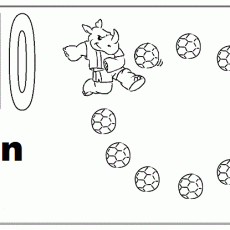 10 Ten on Soccer Balls Illustration Educational Material