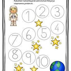 Astronaut Temalı Rakamları Öğrenme Etkinliği (1-10)