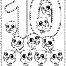 10 Sayısı ve Sevimli Kuşlar İçin Boyama Etkinliği